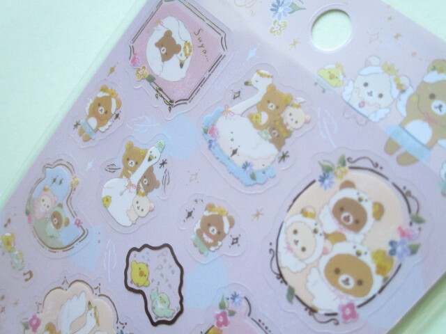 Photo: Kawaii Cute Sticker Sheet Rilakkuma San-x *Swan and Golden Flower (SE55701)