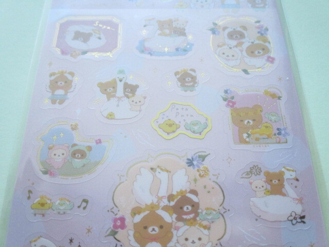 Photo: Kawaii Cute Sticker Sheet Rilakkuma San-x *Swan and Golden Flower (SE55701)