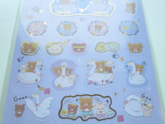 Photo: Kawaii Cute Sticker Sheet Rilakkuma San-x *Swan and Golden Flower (SE55702)