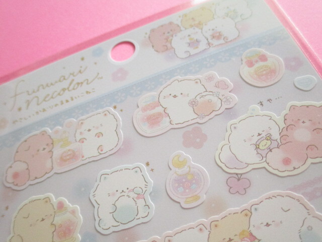 Photo: Kawaii Cute Stickers Sheet funwari necolon San-x *Round cat with gentle scent (SE56102)