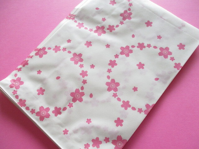 Photo1: 20 pcs Flat Paper Bags Set *My Cherry Blossom Medium size