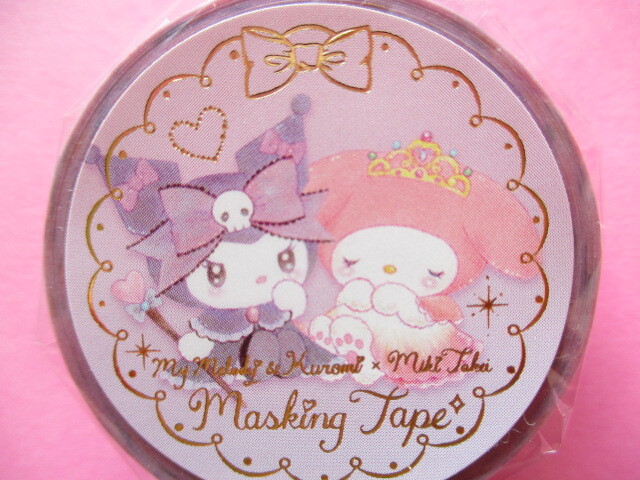 Photo: Kawaii Cute Masking Tape Sticker My Melody ＆ Kuromi × たけいみき (Miki Takei) Sanrio *Girlish Rose (MT-15633)
