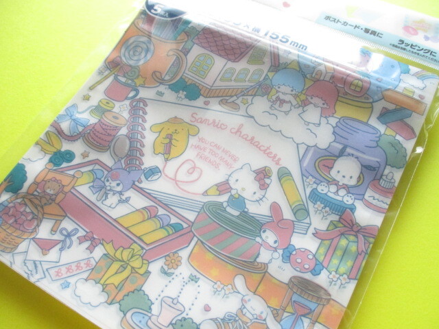 Photo1: 5 pcs Kawaii Cute Sanrio Characters B7 Medium Zipper Bags Set *Wrapping (36650)