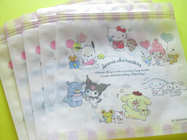 Photo: 5 pcs Kawaii Cute Sanrio Characters B7 Medium Zipper Bags Set *Shopping (36651)