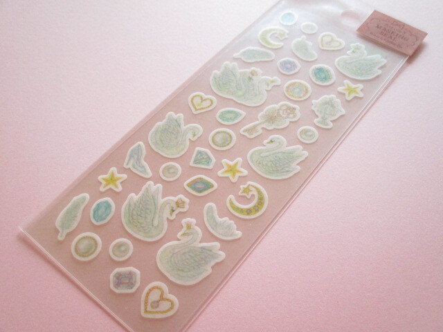 Photo1: Kawaii Cute Masking Stickers Sheet Takei Miki Clothes Pin *Swan (US-15004)