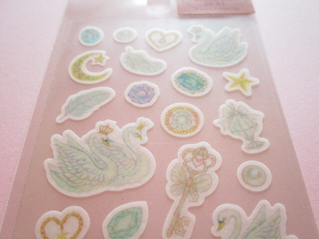Photo: Kawaii Cute Masking Stickers Sheet Takei Miki Clothes Pin *Swan (US-15004)