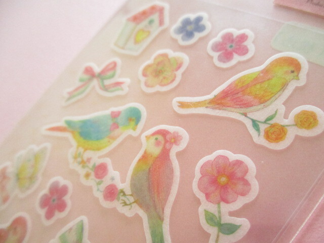 Photo: Kawaii Cute Masking Stickers Sheet Takei Miki Clothes Pin *Parakeet (US-15006)