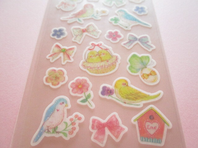 Photo: Kawaii Cute Masking Stickers Sheet Takei Miki Clothes Pin *Parakeet (US-15006)