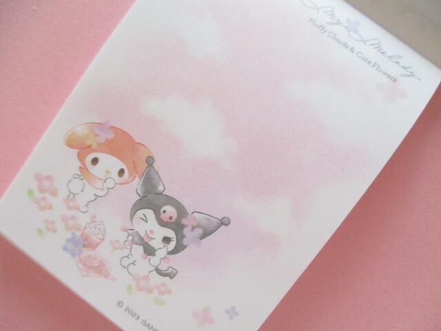 Photo: Kawaii Cute Mini Memo Pad My Melody & Kuromi Crux *Fluffy Clouds & Cute Flowers (302730)