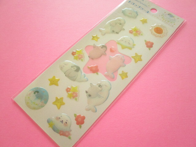 Photo1: Kawaii Cute Drop Stickers Sheet 吉田麻乃 (Asano Yoshida) Clothes Pin *アザラシのゆめみごこち (US-16174)