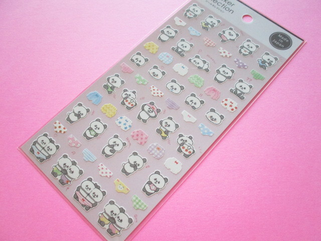 Photo1: Kawaii Cute Stickers Sheet Gaia *Panda & Pants (46665-1)