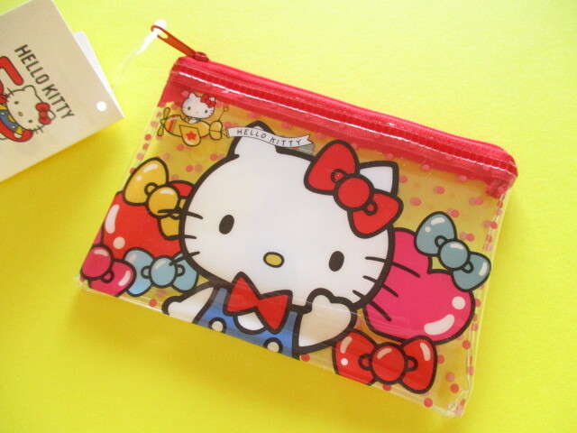 Photo1: Kawaii Cute Hello Kitty 50th Anniversary Small Flat Vinyl Pouch Sanrio *Hello Kitty (38499)