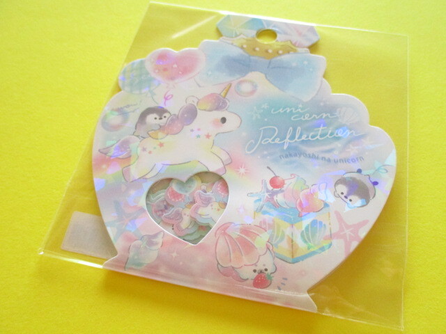 Photo1: Kawaii Cute Sticker Flakes Sack Q-LiA *Unicorn Reflection (81045)