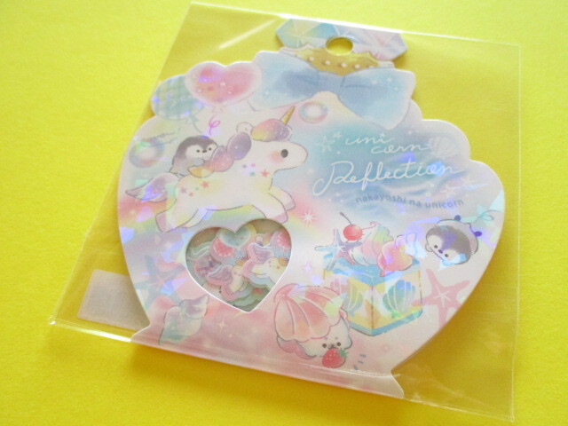 Photo1: Kawaii Cute Sticker Flakes Sack Q-LiA *Unicorn Reflection (81045)