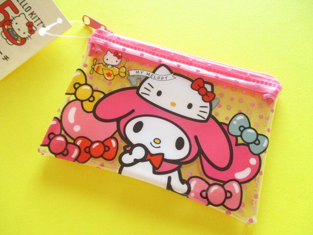 Photo1: Kawaii Cute Hello Kitty 50th Anniversary Small Flat Vinyl Pouch Sanrio *My Melody (38515)