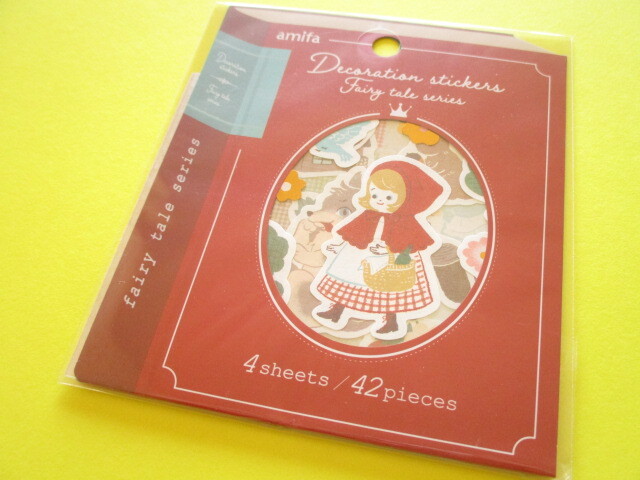 Photo1: Kawaii Cute Decoration Stickers Fairy Tale Series Amifa *Little Red Riding Hood (125603-Red)