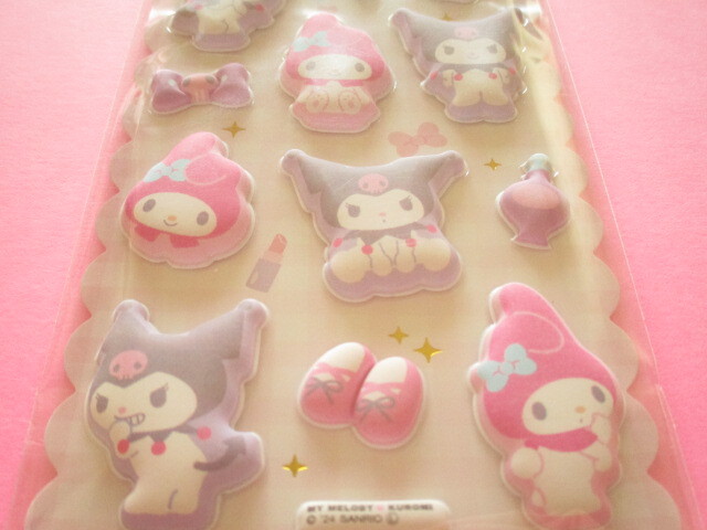 Photo: Kawaii Cute Puffy Marshmallow Stickers Sheet Sanrio Characters Crux *My Melody & Kuromi (121887)
