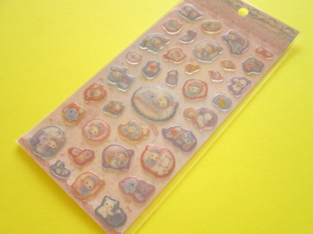 Photo1: Kawaii Cute Lame Clear Stickers Sheet San-x *Sentimental Circus (SE60807)