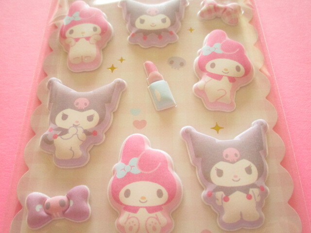 Photo: Kawaii Cute Puffy Marshmallow Stickers Sheet Sanrio Characters Crux *My Melody & Kuromi (121887)