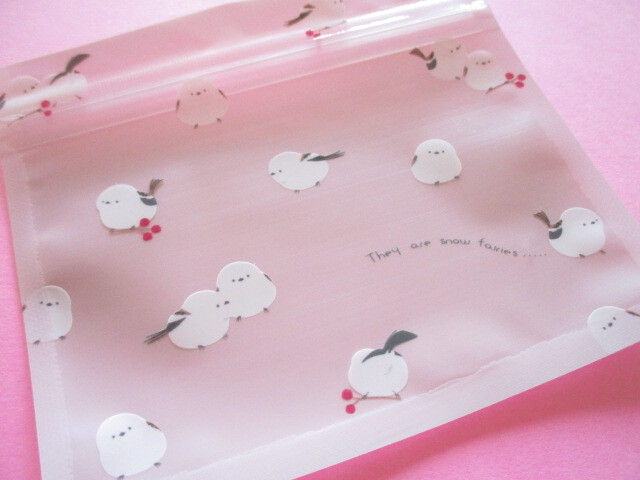 Photo: 8 pcs Kawaii Cute A7 Zipper Bags Set Water light *Long-tailed Tit (237625-Grey)