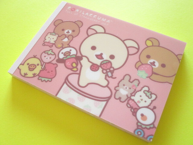 Photo1: Kawaii Cute Large Memo Pad Korilakkuma San-x *Full of Strawberry Day (MH18402)