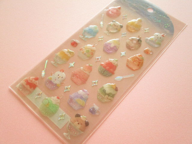 Photo1: Kawaii Cute Summer Drop Candy Stickers Sheet Q-Lia *Shaved Ice (81203)