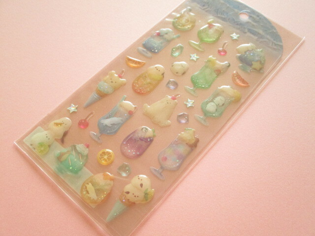 Photo1: Kawaii Cute Summer Drop Candy Stickers Sheet Q-Lia *Animal Soda (81202)