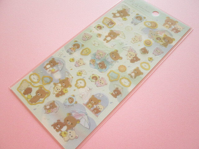 Photo1: Kawaii Cute Stickers Sheet Rilakkuma San-x *Clear After Rain (SE65301)
