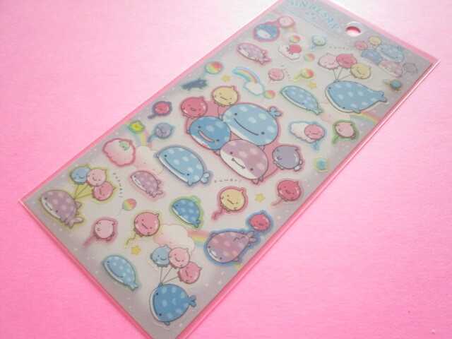 Photo1: Kawaii Cute Sticker Sheet Jinbesan San-x *Jinbesan and Fusen-uo (SE66702)