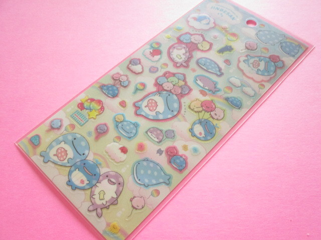 Photo1: Kawaii Cute Sticker Sheet Jinbesan San-x *Jinbesan and Fusen-uo (SE66701)