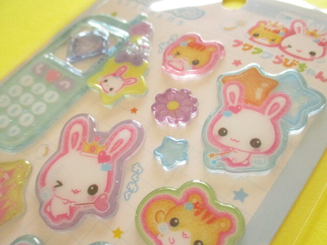 Photo: Kawaii Cute 平成はっぴーフォン Stickers Sheet Crux *フワフワらびちゃん-Blue (131003)