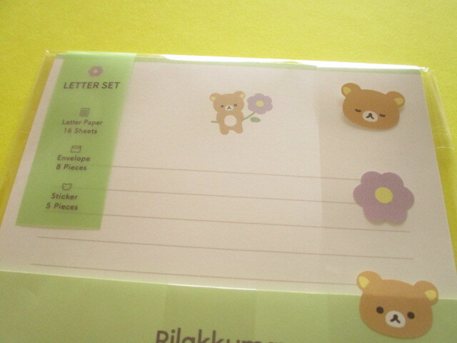 Photo: Kawaii Cute Regular Letter Set Rilakkuma San-x *Basic Rilakkuma Flower (LH83501)