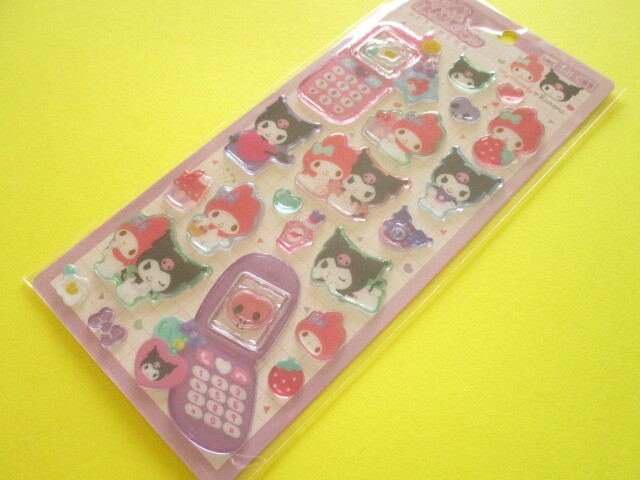 Photo1: Kawaii Cute 平成はっぴーフォン Stickers Sheet Crux *My Melody & Kuromi (131317)