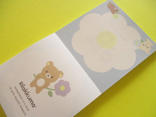 Photo: Kawaii Cute Square Memo Pad Rilakkuma San-x *Basic Rilakkuma Flower (MH26701)