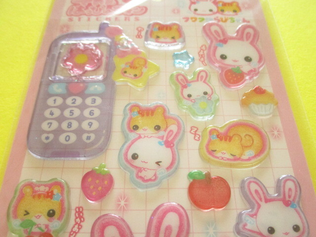 Photo: Kawaii Cute 平成はっぴーフォン Stickers Sheet Crux *フワフワらびちゃん-Pink (131002)