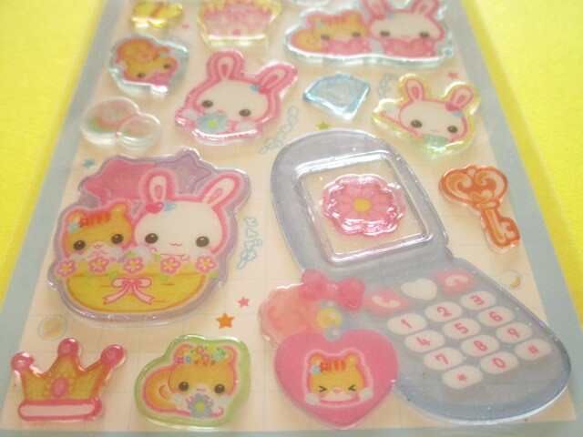 Photo: Kawaii Cute 平成はっぴーフォン Stickers Sheet Crux *フワフワらびちゃん-Blue (131003)