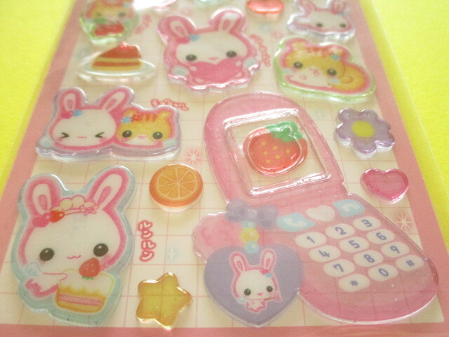 Photo: Kawaii Cute 平成はっぴーフォン Stickers Sheet Crux *フワフワらびちゃん-Pink (131002)