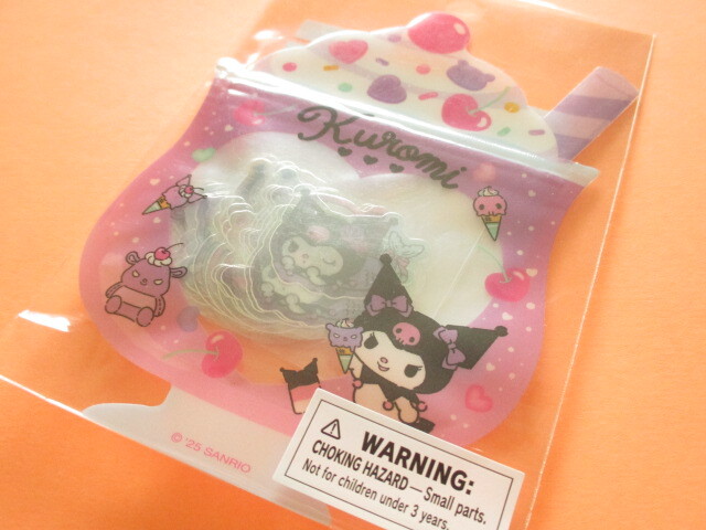 Photo1: Kawaii Cute Summer Sticker Flakes Sack in Zipper Bag Sanrio Original *Kuromi (17630-3)