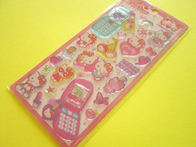 Photo1: Kawaii Cute 平成はっぴーフォン Stickers Sheet Crux *Hello Kitty (131316)