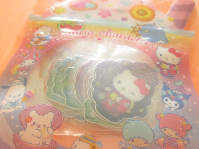 Photo: Kawaii Cute Summer Sticker Flakes Sack in Zipper Bag Sanrio Original *Sanrio Characters (17665-6)