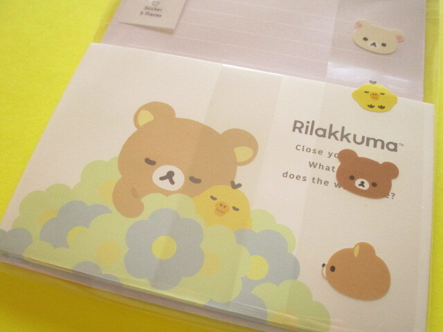 Photo: Kawaii Cute Regular Letter Set Rilakkuma San-x *Basic Rilakkuma Flower (LH83601)