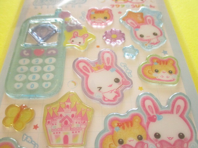 Photo: Kawaii Cute 平成はっぴーフォン Stickers Sheet Crux *フワフワらびちゃん-Blue (131003)