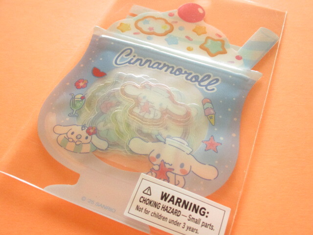 Photo1: Kawaii Cute Summer Sticker Flakes Sack in Zipper Bag Sanrio Original *Cinnamoroll  (17627-3)