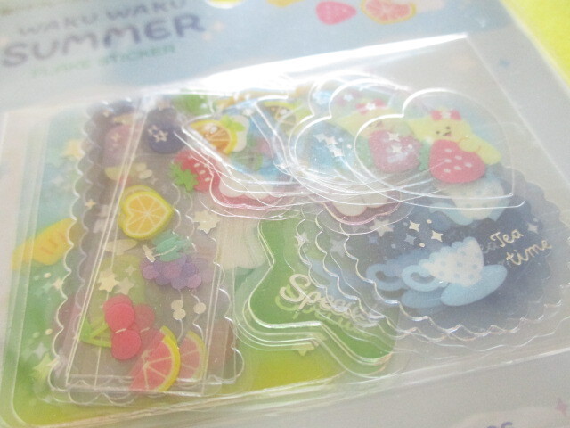 Photo: Kawaii Cute Waku Waku Summer Sticker Flakes Sack Gaia *W Summer 2 (468066-1)