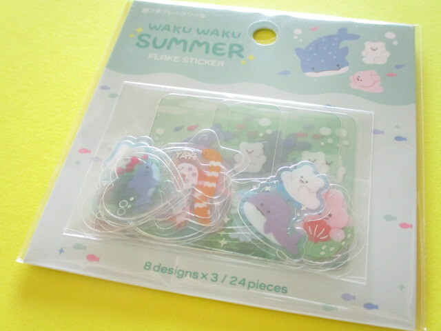 Photo1: Kawaii Cute Waku Waku Summer Sticker Flakes Sack Gaia *W Summer 1 (468065-2)