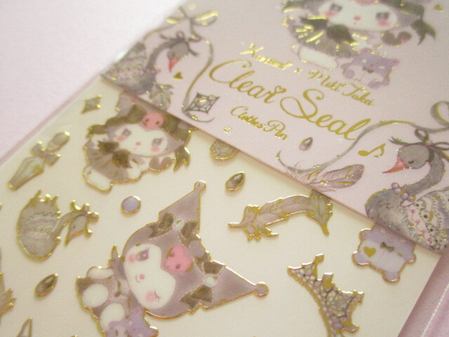 Photo: Kawaii Cute Stickers Sheet Kuromi × たけい みき Miki Takei Clothes Pin *Black Swan (US-84079)