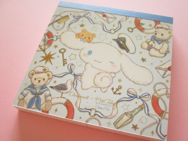 Photo1: Kawaii Cute Medium Memo Pad Cinnamoroll × たけい みき Miki Takei Clothes Pin *Marine (MM-84053) 