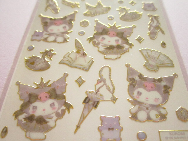 Photo: Kawaii Cute Stickers Sheet Kuromi × たけい みき Miki Takei Clothes Pin *Black Swan (US-84079)