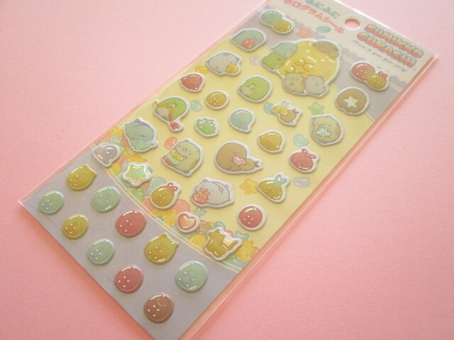 Photo1: Kawaii Cute Funi Funi Hologram Stickers Sheet Sumikkogurashi San-x *Gummy Gummy Party (SE70902)