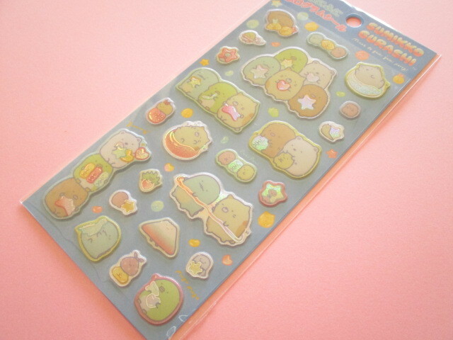 Photo1: Kawaii Cute Funi Funi Hologram Stickers Sheet Sumikkogurashi San-x *Gummy Gummy Party (SE70901)